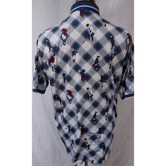 Roundtree & Yorke Golf Players Allover Print Mens L Short Sleeve Polo Shirt - Picture 8 of 12